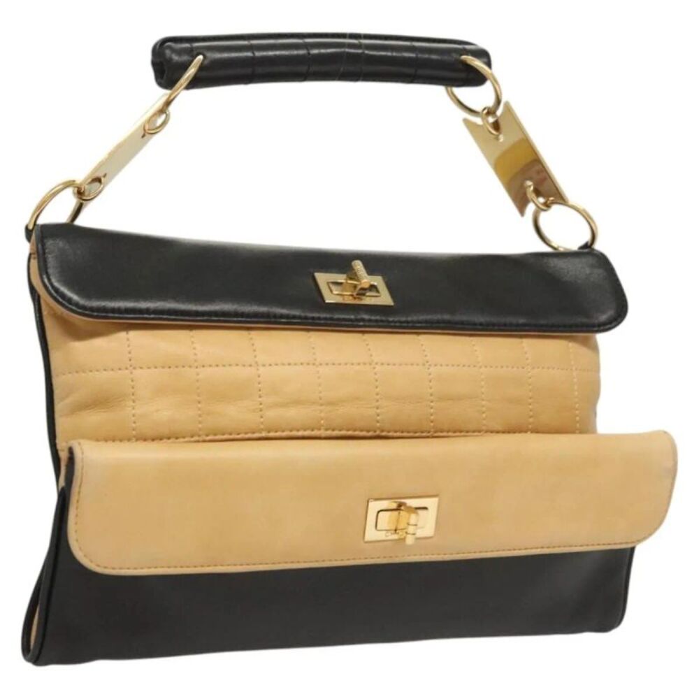 Chanel Chocolate Bar Handbag Lambskin Beige Leather Handbag